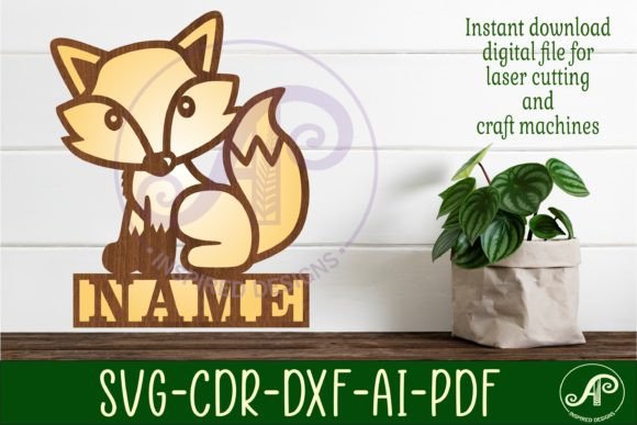 Download Fox Name Sign Svg Laser Cut Template - Fox name sign svg Collection