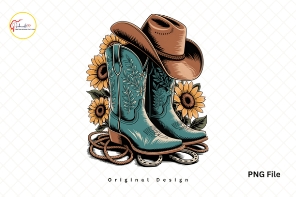 Download Blue Cowboy Hat Boots Sunflower PNG - Cowboy hat Collection