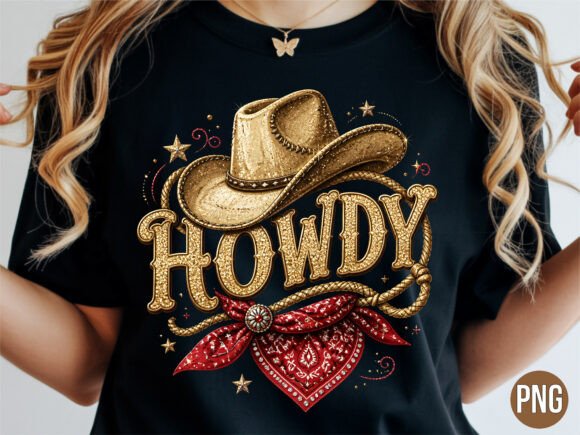 Download Glitter Gold Howdy Cowboy Hat PNG - Premium Bundle