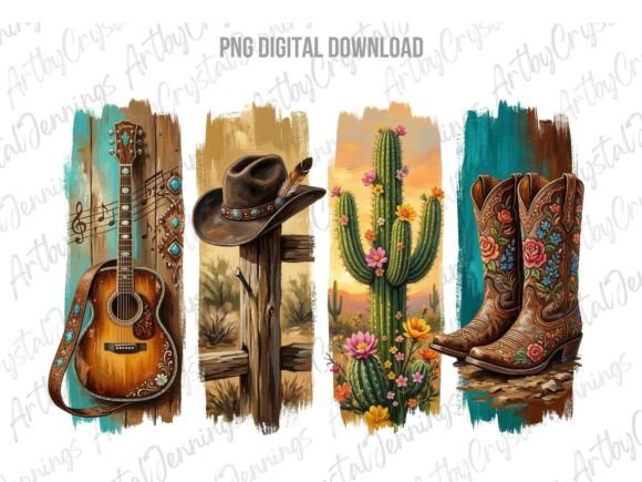 Download Country Western Hat Boots Guitar Cactus - Premium Resources