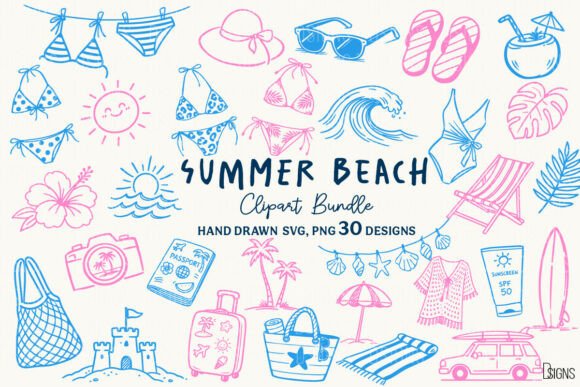 Download Summer Beach SVG PNG Hand Drawn Bundle - Premium Resources