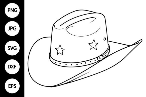 Download Outline Cowboy Hat SVG, Coloring Page - Cowboy hat Collection